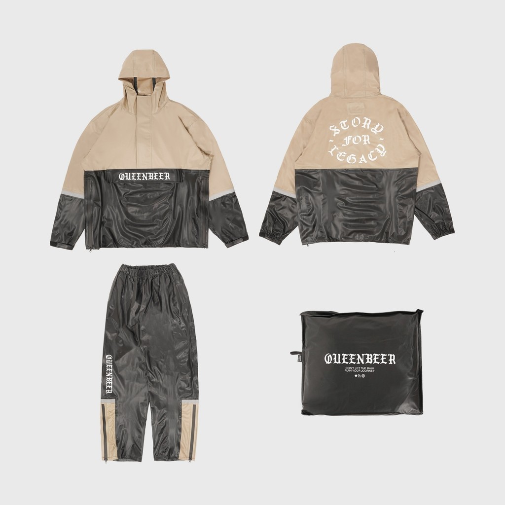 Queenbeer - Raincoat Raven Black Jas Hujan